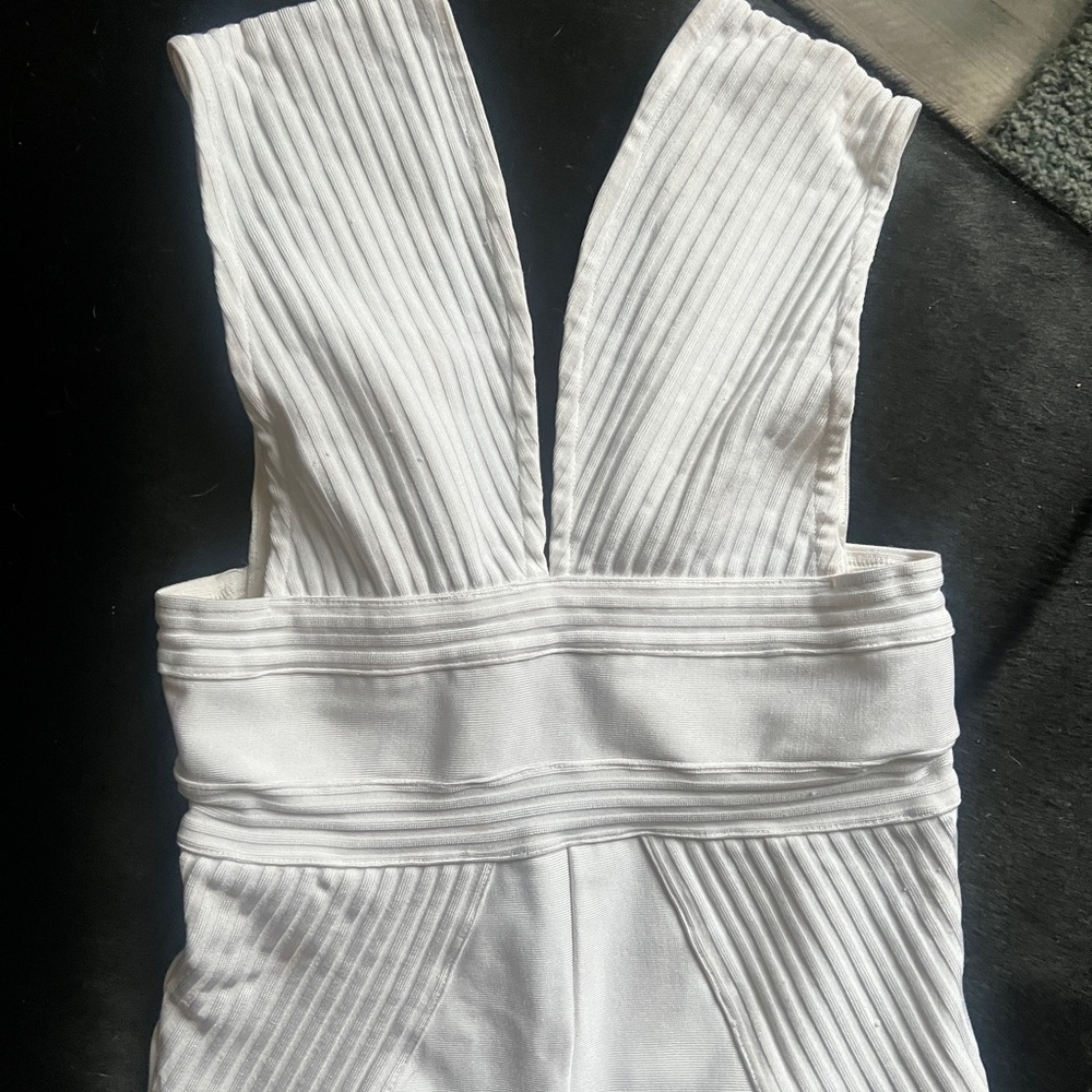 WHITE RIBBED JUMPSUIT